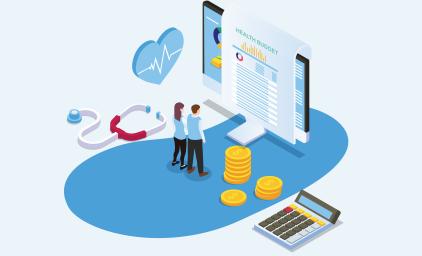 To personer der kigger på en tavle med et helse budget