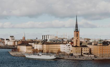 Stockholm seen from the water on a cloudy day. 2020.