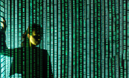 AI and data illustrative photo of a woman in the Matrix