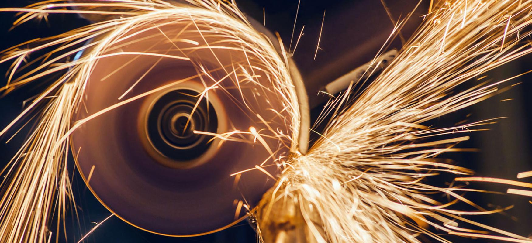 Angle grinder with sparks flying