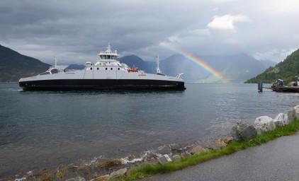 Battery ferry in a Norwegian fjord