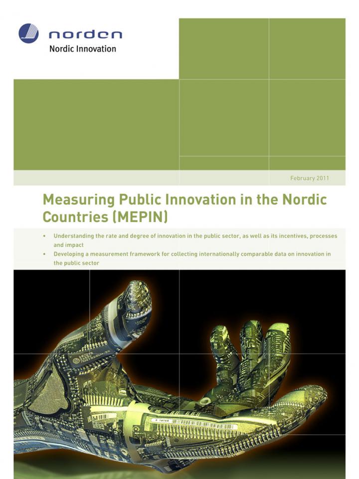 Publication frontpage showing a digital rendering of a green futuristic hand.