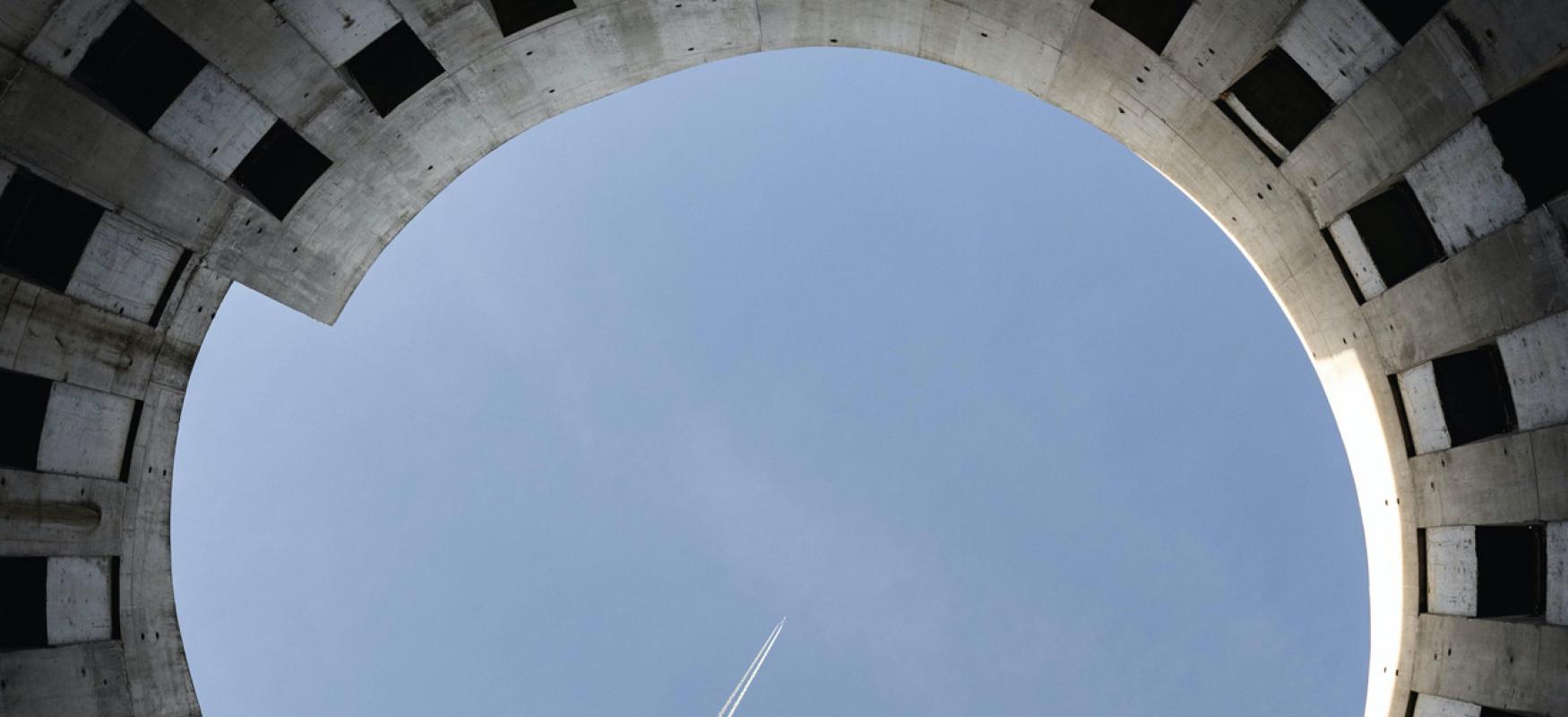 Illustration picture looking up concrete cylinder 