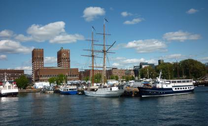 Oslo town hall seen from the harbour 2017