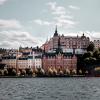 View of Stockholm seen from the water on a sunny summerday