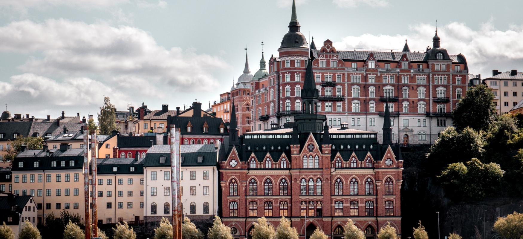 View of Stockholm seen from the water on a sunny summerday