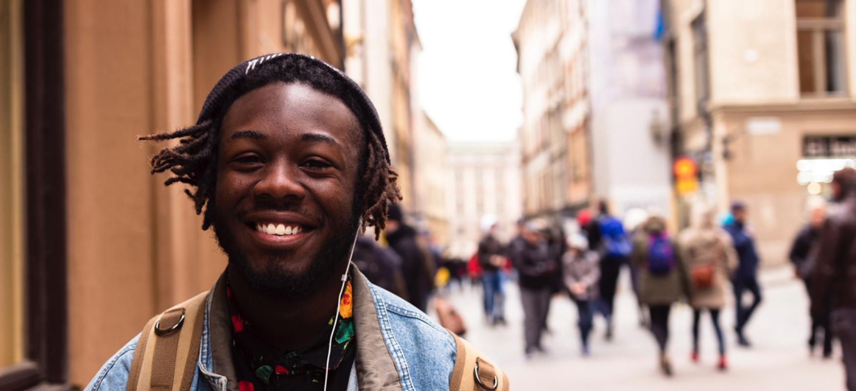 Young man in the streets of Stockholm.