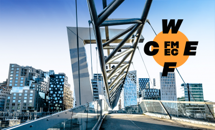 Bridge in Oslo leading over to the barcode district.